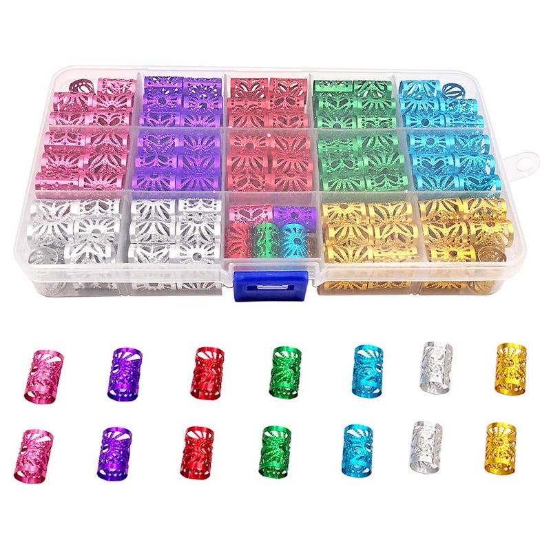 Messen 170 Pieces Dreadlocks Beads Multicolor Aluminum Dread Locks Metal Cuffs Hair Decoration Braiding Hair Jewelry (Not Break Easily) - Image 1